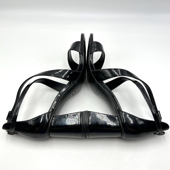 Anne‎ Klein Womens Size 6.5 Black Patent Block Heels Dress Sandals Shoes - Picture 8 of 13
